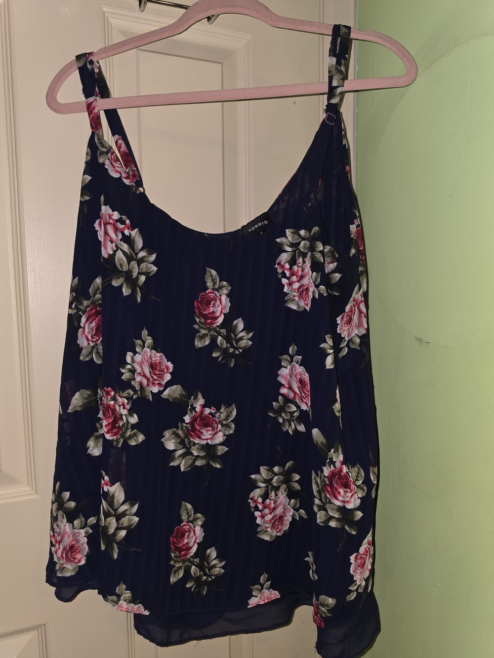torrid Navy Floral Sleeveless Camisole with Pink Roses